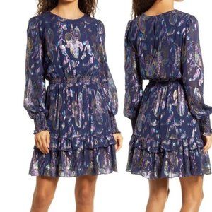 Lilly Pulitzer Dotti Silk Navy Metallic Dress SZ 8 New